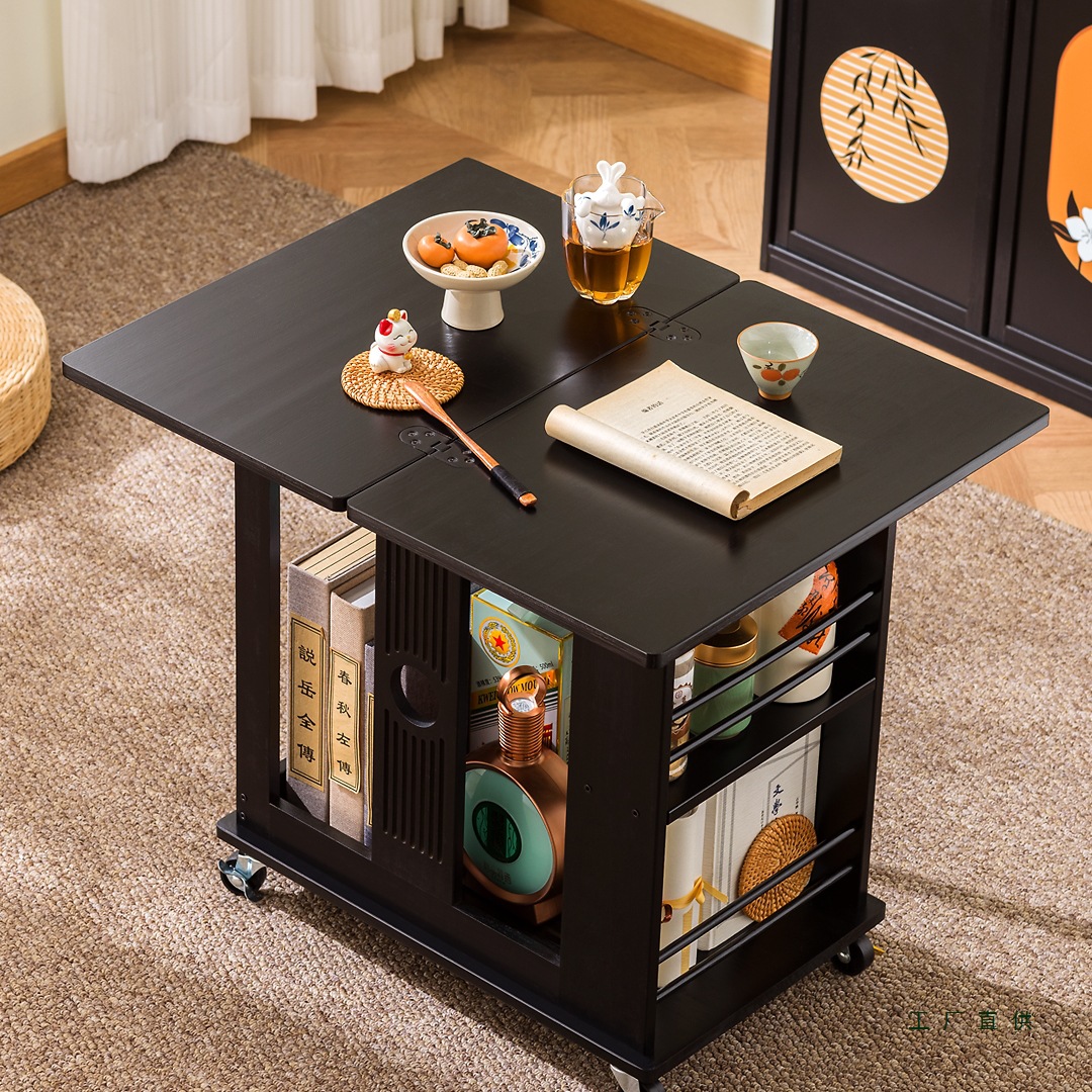 移动茶桌小茶台小户型客厅可折叠茶几沙发边几边柜阳台茶车置物架