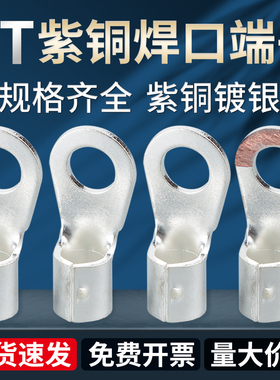 OT紫铜冷压接线端子铜鼻子圆形裸线耳接头1.5/2.5/4/6/10/16平方