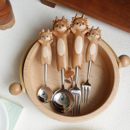 不锈钢可爱小龙人木勺叉酿秋