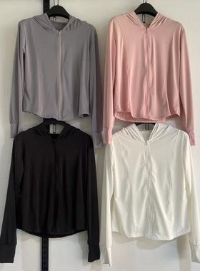 夏季运动修身防晒衣修身瑜伽防晒服女连帽防紫外线冰感冰丝防晒