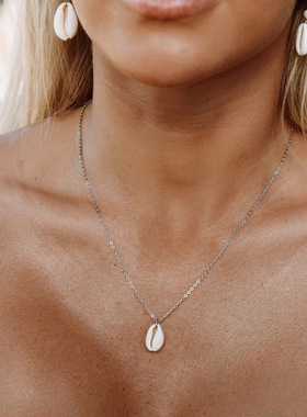 跨境欧美贝壳项链简单自然系海螺宝螺吊坠锁骨链长短款贝壳项链