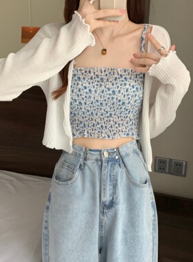 外搭开衫薄款女春夏长袖搭配吊带小披肩bm小个子短款防晒衣罩衫