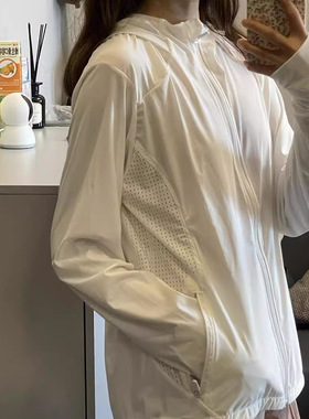 夏季薄款冰丝网眼拼接防晒衣女短款防紫外线宽松透气防晒衫UPF50