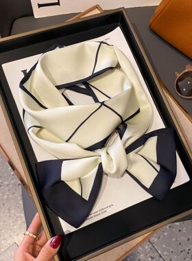 时尚百搭小长巾新款长条丝巾韩版外搭装饰领巾高级感丝巾简约