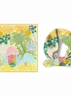 奶油甜美风轻薄款53仿真丝丝巾女旅游度假小方巾领巾绑包装饰