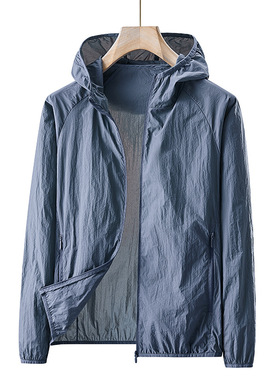 潮流户外防晒衣男款欧美大牌连帽轻薄透气跑步钓鱼旅行风衣