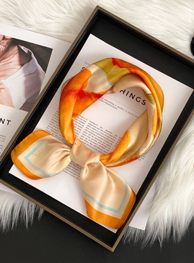 跨境韩系腰果花70仿真丝桑蚕丝方巾颈带丝巾女2025新款围巾批发