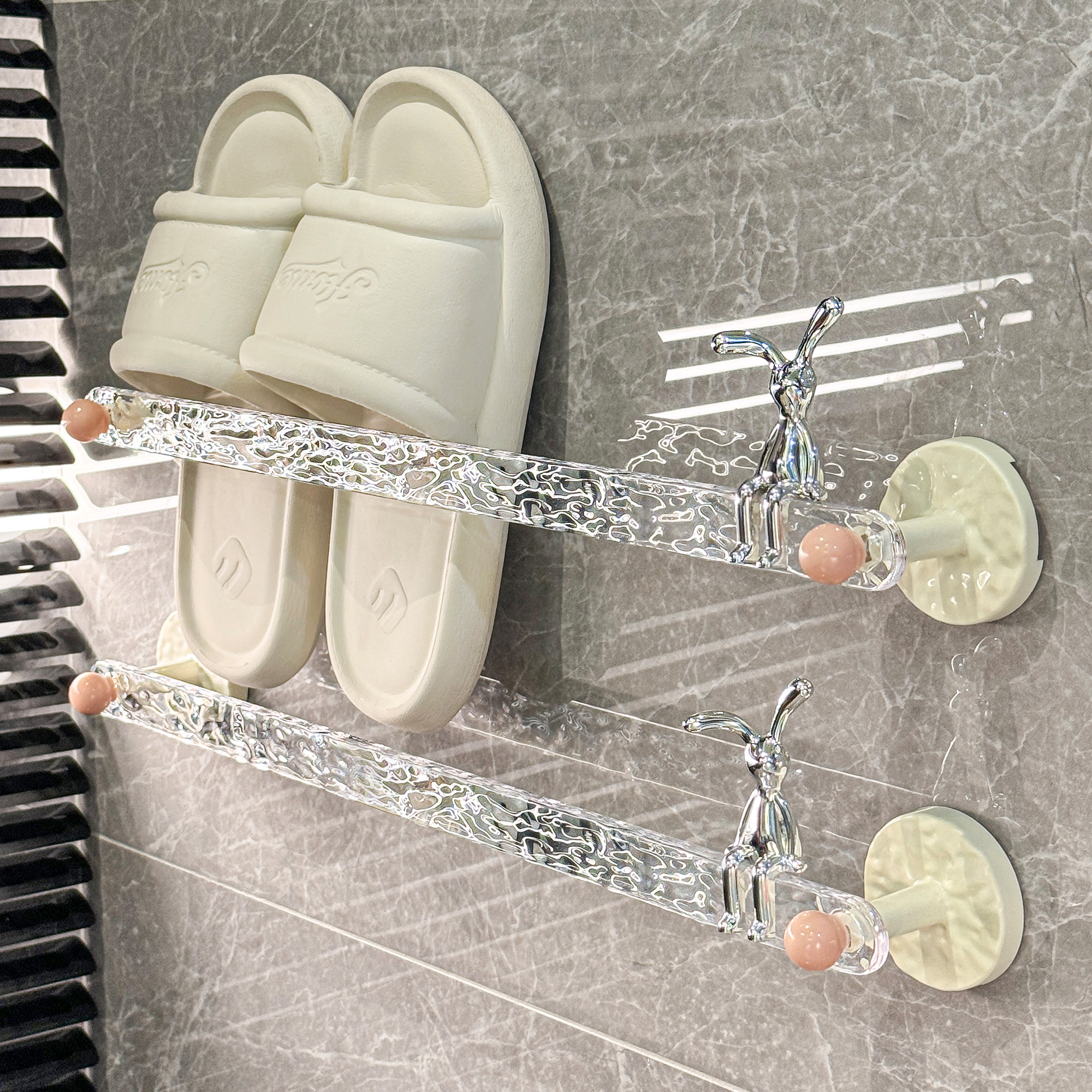 杜琥壁挂免打孔拖鞋架