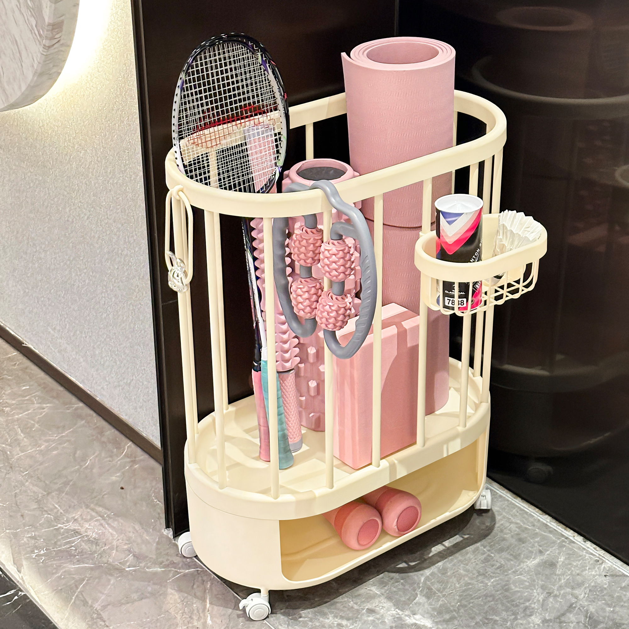 杜琥大容量带轮健身器材收纳框