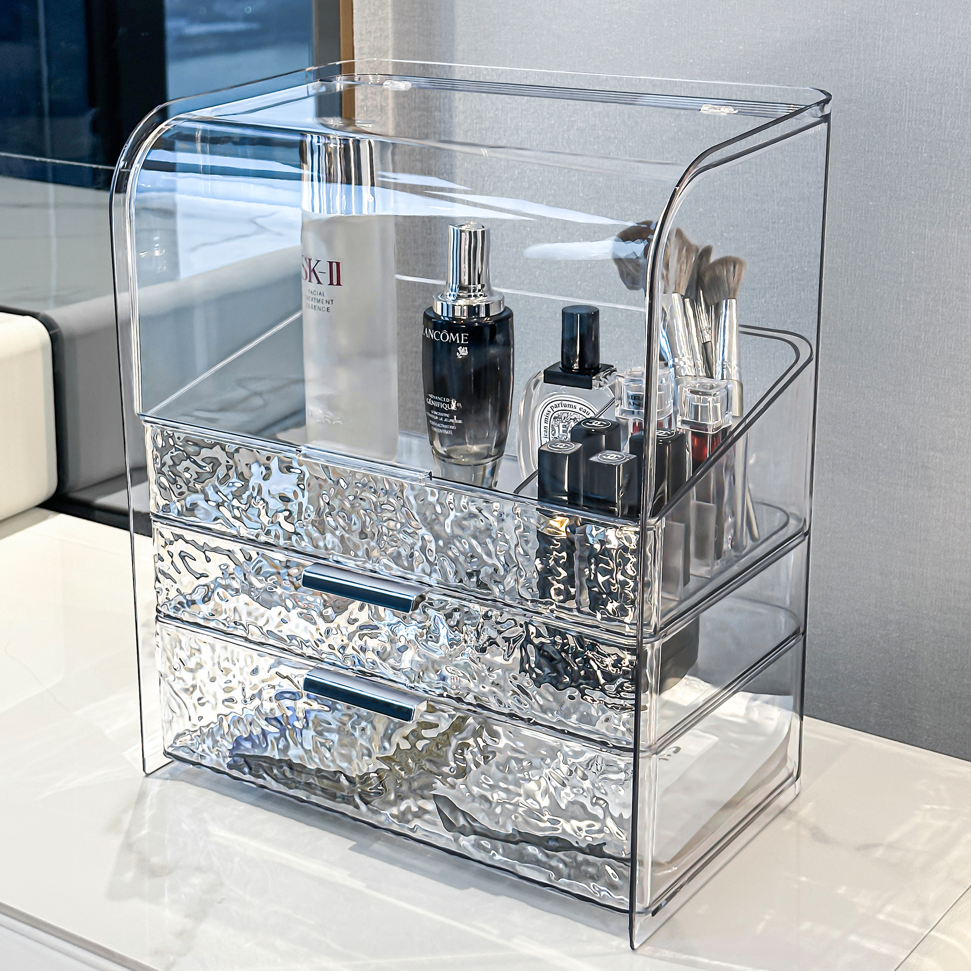 杜琥防尘化妆品收纳盒带抽屉