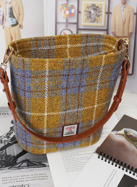Harris tweed哈里斯粗花呢秋冬羊毛水桶包女手拎包斜挎包单肩背包