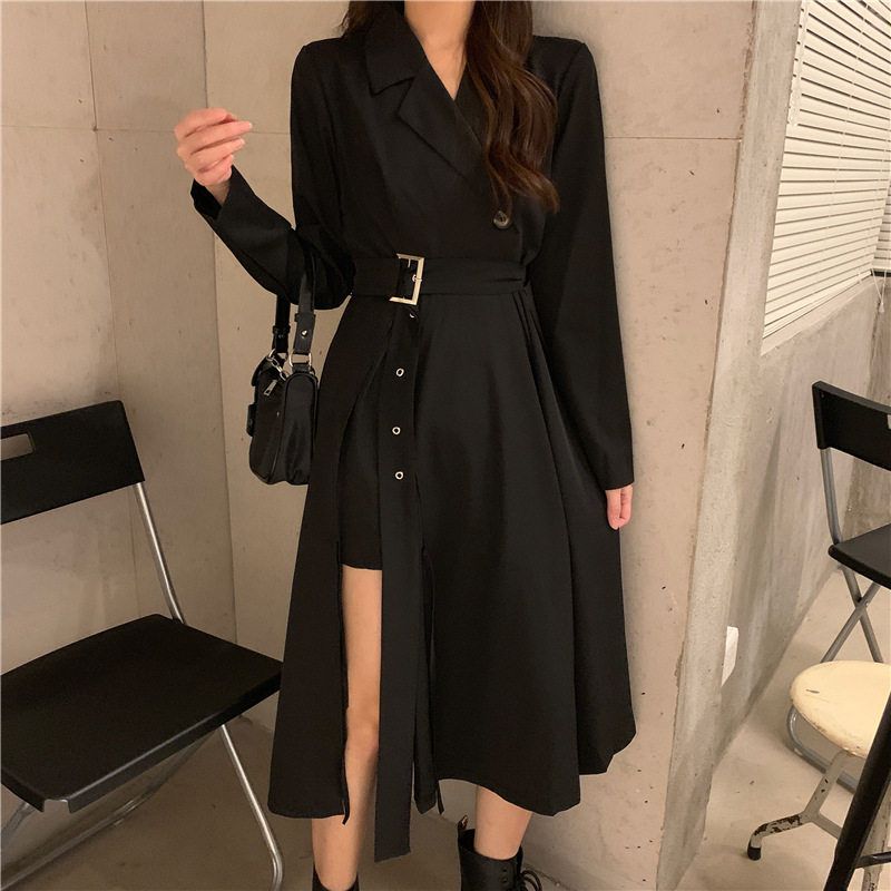 赫本风法式连衣裙春秋设计感小众连衣裙