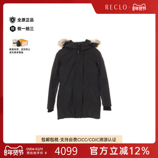 中古Canada Goose加拿大鹅女A级95新down coat羽绒服帆布外套黑色