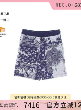 中古LV路易威登男A级95新short短的棉裤子蓝色时尚休闲欧美RECLO