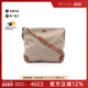 中古Gucci古驰女包A级95新Shoulder bag肩包帆布斜挎包浅褐色