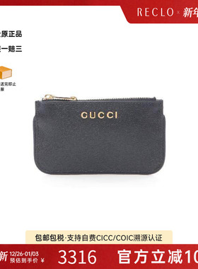中古Gucci古驰女S级99新coin硬币牛皮零钱包黑色复古欧美RECLO