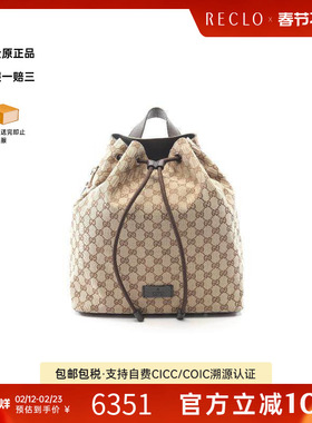 中古Gucci古驰女包A级95新backpack rucksack背包帆布背包双肩包