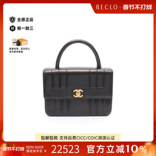 中古Chanel香奈儿女包A级95新mademoiselle保龄球包羊皮手提包