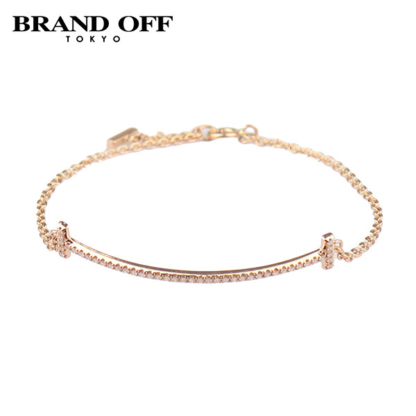 中古「95新」TIFFANY蒂芙尼T微笑镶钻石中号750黄金手链60150747