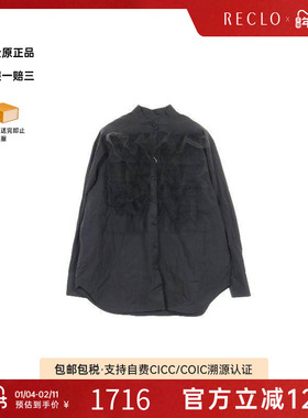 中古Valentino华伦天奴女A级95新blouse女士衬衫帆布上衣黑色