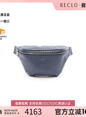 中古Fendi芬迪男包B级9新waist bag腰包牛皮腰包蓝色reclo正品
