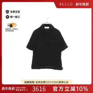 中古Fendi芬迪女A级95新polo 丝绸上衣黑色 shirtPolo衫