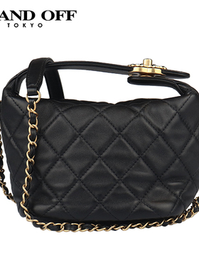 「9.0新」CHANEL(香奈儿)19 HOBO BAG黑色羊皮小号斜挎包AS1745