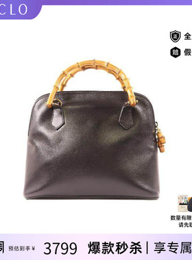 中古Gucci古驰女包B级9新Handbag手包牛皮手提包黑色RECLO正品