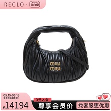 中古MiuMiu缪缪女包S级99新HandbagMINI褶皱手提斜挎包RECLO