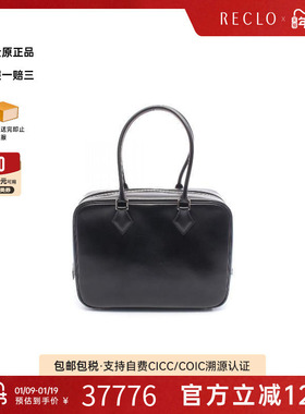 中古Hermes爱马仕女包A级95新Plume牛皮手提包黑色