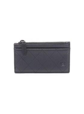 中古Chanel香奈儿女A级95新card case卡包牛皮零钱包黑色