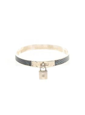 中古Hermes爱马仕女B级9新bangle手镯不锈钢手镯绿色