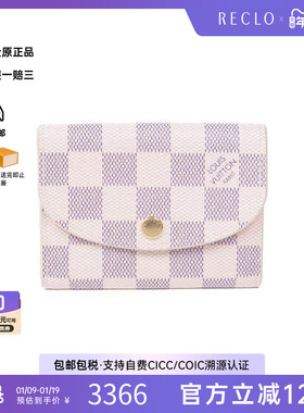 中古LV路易威登女A级95新coin purse零钱包涂层/防水帆布零钱包