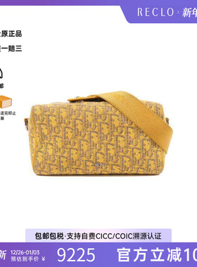中古Dior迪奥女包B级9新Shoulder bag肩包帆布斜挎包黄色RECLO