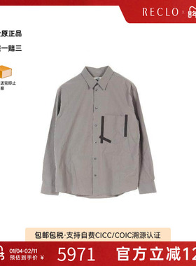 中古Hermes爱马仕男A级95新tops上衣棉上衣灰色个性百搭休闲RECLO