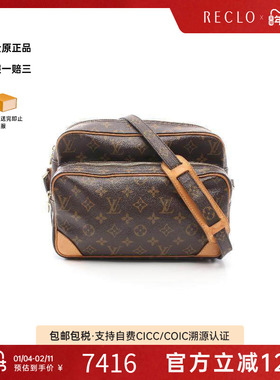 中古LV路易威登女包A级95新Nile双层相机包涂层防水帆布斜挎包