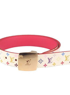 「9新」路易威登CEINTURE白色MULTI老花3cm宽/85cm腰带