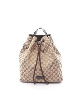 中古Gucci古驰女包A级95新backpack rucksack背包帆布背包双肩包