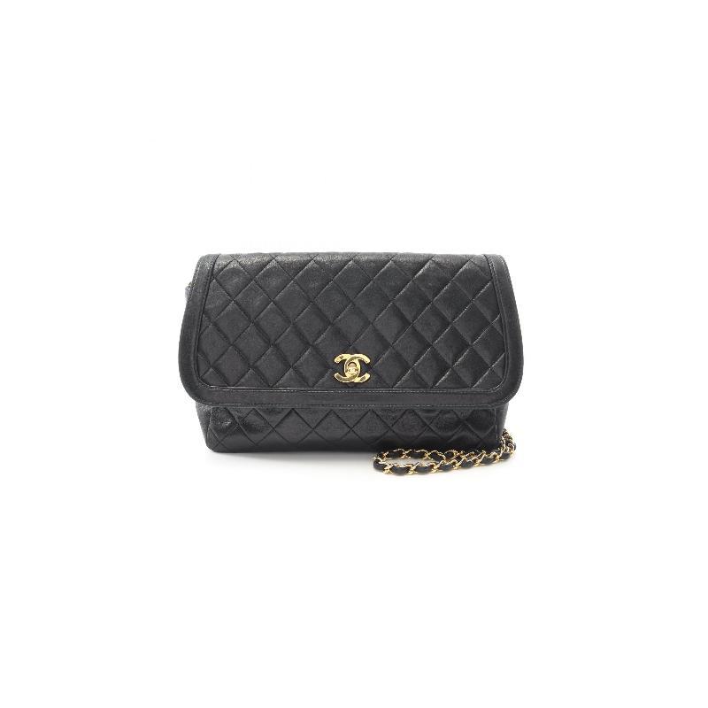 中古Chanel香奈儿女包B级9新shoulder bag斜挎包羊皮单肩包黑色