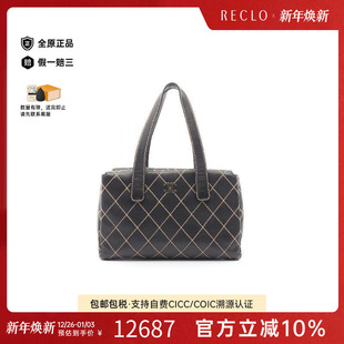 中古Chanel香奈儿女包B级9新wild stitch牛皮托特包黑色