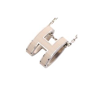 中古Hermes爱马仕女A级95新necklace项链不锈钢项链浅褐色