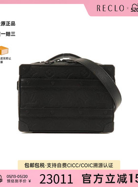 中古LV路易威登男包A级95新Soft Trunk盒子牛皮斜挎包黑色