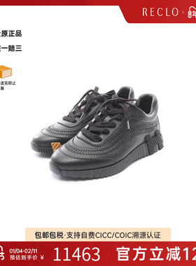 中古Hermes爱马仕男S级99新sneakers运动鞋牛皮鞋黑色正品休闲