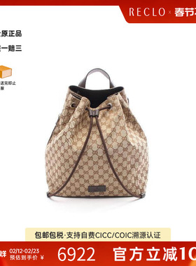 中古Gucci古驰女包A级95新backpack rucksack背包帆布背包双肩包