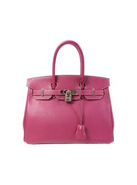 中古Hermes爱马仕女包A级95新Birkin 30铂金包 30牛皮手提包紫色