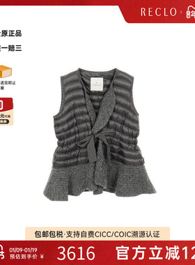 中古Moncler盟可睐女A级95新down vest羽绒背心尼龙外套灰色秋冬