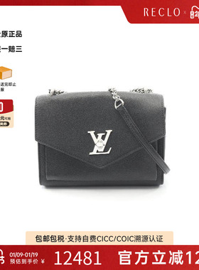 中古LV路易威登女包A级95新Lock me牛皮单肩包黑色