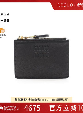 中古Miu Miu缪缪女S级99新coin case零钱包牛皮零钱包黑色RECLO