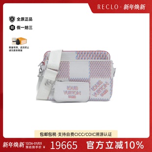 中古LV路易威登男包A级95新Spray Trio2022PAW棋盘格斜挎包