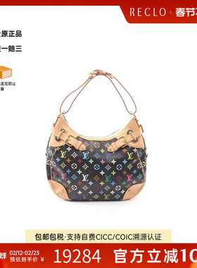 中古LV路易威登女包A级95新Greta涂层/防水帆布单肩包黑色正品